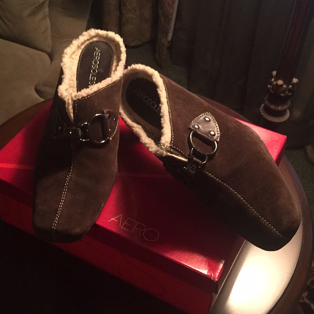Areosole Fur Lined Heeled Brown Suede Open Boot